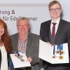 Obstbrandprämierung und Staatsehrenpreis: Zwei Rhön-Grabfelder wurden in Lindau ausgezeichnet. Im Bild (von links) Geschäftsführerin Andrea Bätz, Hubert Kaufmann (Weisbach), Sebastian Stapf (Urspringen) und Verbandsvorsitzender Hubert Fröhlich.