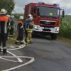 Das Schlauchtransportfahrzeug des Katastrophenschutzes mit seinen langen Schlauchleitungen wurde bei der Übung am Aussiedlerhof dringend benötigt Foto: Matthias Ernst Das Schlauchtransportfahrzeug des Katastrophenschutzes mit seinen langen Schlauchleitungen wurde bei der Übung am Aussiedlerhof dringend benötigt Foto: Matthias Ernst
