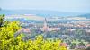 Blick vom Berghäuschen über Bad Königshofen bis in die Rhön. Im Vordergrund rechts Ipthausen. Dort ist Arnulf Mann Zuhause, der seit 25 Jahren als phänologischer Beobachter für den Deutschen Wetterdienst tätig ist.