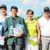 Das Siegerfoto der „Geiselwind Open“ zeigt (von links): Timo Pommer, Gerhard Dill, Ines Raab, Stephanie Kramer, Philipp Holley, Florian Melzig, Inga Henneberg, Marko Bönninghausen, Grant Surla, Präsident André Göpfert und Clubmanager Christian Zethmeier.