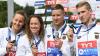 Fast wäre es Gold geworden: Leonie Beck (Würzburg), Sarah Köhler, Florian Wellbeck and Sören Meißner (Würzburg, v. l.) mit ihren Silbermedaillen nach der Mixed-Staffel im Freiwasserschwimmen.