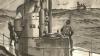Die Federzeichnung, die die Anlandung von Casement durch das deutsche U-Boot 19 an deririschen Westküste in der Karfreitagnacht 1916 vor dem Dubliner Osteraufstand zeigt, wurde vom englischen Künstler Gerry Embleton gezeichnet. Foto: Andreas Kutschelis