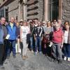 Gruppenfoto vor der Rundwanderung (vorne) Organisator Peter Lelowski (zweiter von links), Bürgermeisterin Anita Feuerbach und Vorsitzender des Bürgervereins Zellerau e.V. Dieter Trottmann (Mitte) Foto: Elisabeth Ludwig, Bürgerverein Zellerau e.V.