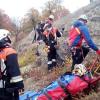 Absturz eines Drachenfliegers auf der Burgruine Homburg in Gössenheim, so hieß die Aufgabe für Feuerwehr, Bergwacht und Rotes Kreuz.