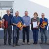 Die SEHO GmbH ehrte treue Mitarbeiter: (von links) Hermann Mohr (30 Jahre), Matthias Weber (35 Jahre), Raimund Steinhäuser (30 Jahre), Sven Ries (25 Jahre), Klaus Iraschko (40 Jahre), Elke Schumacher (35 Jahre), Bernhard Rücker (30 Jahre); Dipl.-Ing. (FH) Markus Walter (Geschäftsführender Gesellschafter) und Michael Schmidt (Betriebsrat).