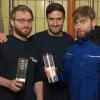 Felix, Max und Fritz Göller (von links) freuen sich über die Auszeichnung ihrer Biere beim European Beer Star 2018. Das Rauchbier der Brauerei Göller bekam eine Goldmedaille, der dunkle Bock wurde mit Bronze ausgezeichnet.