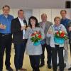 Glückwünsche und Geschenke gab es bei einer Abschieds- und Ehrungsfeier im BRK-Haus im Kreisverband Rhön-Grabfeld in Bad Neustadt. Im Bild von links: BRK-Kreisgeschäftsführer Ralf Baumeister, Harald Gensler (Leiter Patientenfahrdienst), Personalratsvorsitzender Ralph Möller, stellvertretenden BRK-Kreisgeschäftsführer Heiko Stäblein, Daniela und Jürgen Jünger, Christa Büchs, Wolfgang Renner, Bruno Büchs und Landrat Thomas Habermann.