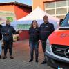 Lothar Schwarz (Malteser-Ortsgruppe Schwebheim), Kulinario-Firmenchef Christian Müller, Sabrina Rausch (Sanitätsdienst OV Grafenrheinfeld) und der stellvertretende Grafenrheinfelder Ortsvorsitzende Christian Albert (von links).