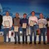 Vorsitzender Manfred Beck und die Jubilare vom FC Winterhausen Hermann Richter, Horst Keller, Stefan Lamprecht, Sebastian Maar, Elmar Grieb und Günter Maak.