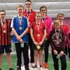 Hatten Spaß auf und neben der Bahn: (von links) Karlstadts Vorsitzender Rudolf Lenhard, Jonas Bauer, Jarik Balling, Leon Held, Noah Götzelmann, Luisa Hack, Hannah Burkard, Christoph Stahl, Florian Stahl, Maya Jule Völker sowie die Jugendwarte Heiko Klein und Ingo Rosemann.