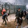 Wackersdorf im März 1986: Demonstranten protestieren gegen den Bau der Wiederaufbereitungsanlage.  Wackersdorf in Bayern steht wie kaum eine andere Gemeinde in Deutschland für den erbitterten Widerstand der Bevölkerung gegen die Atomenergie. 