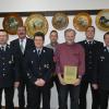 Ehrungen bei der Feuerwehr Mühlfeld: Bernhard Stürzel wurde für 40 Jahre Mitgliedschaft bei der  Feuerwehr geehrt. Mit im Bild von links: Timo Kolano, Kommandant der Feuerwehr Mellrichstadt, 2. Bürgermeister Thomas Dietz, Joachim Schneider, Kommandant der Feuerwehr Mühlfeld, Ortssprecher Jörg Rothaar, Mario Hawer, 2. Kommandant Feuerwehr Mühlfeld und Kreisbrandmeister Peter Weiß