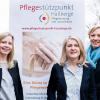 Kathrin Glaubrecht (rechts) begrüßt zwei neue Kolleginnen im Pflegestützpunkt Haßberge: Nadja Pfeifer (links) und Petra Ruß (Mitte).