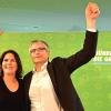 Grünen-Chefin Annalena Baerbock und Spitzenkandidat Sven Giegold haben allen Grund zur Freude.