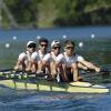 Joachim Agne (Zweiter von rechts) wurde mit dem deutschen Leichtgewichts-Doppelvierer (von rechts Lucas Schäfer, Mahni Fatahi, Julian Schneider) bei der EM auf dem Rotsee in Luzern Sechster.