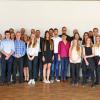 Die Stipendiaten, Dekane, Professoren und die Förderer während der Feier der Vergabe der Deutschland-Stipendien in der FHWS in Würzburg