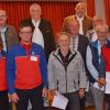 Ehrungen bei der Bergwacht Rhön-Spessart aus Anlaß der 50  Jahrfeier. Auf dem Bild von links: MdL Sandro Kirchner, Susanna Merkl von der Landesleitung der Bergwacht Bayern, Rudi Sienkovice, Regionalleiter Steffen Koberstein, Helmut Hempfling, Willi Sturm, Hans Gütling, Manfred Schlereth, Bernhard Engels, Klaus Fischmann, Bereitschaftsleiter Oliver Scheuplein und Dr. Bernd Weiß, Vorsitzender im BRK Bezirksverband Unterfranken