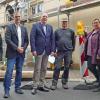 Die Sanierung der Turn- und Schützenhalle Marbach hat vor wenigen Tagen begonnen. Aus diesem Anlass verschaffte sich Bürgermeister Thomas Maertens mit den Beteiligten aus Verein, Ortschafts- und Gemeinderat sowie Stadtverwaltung einen Eindruck von den Arbeiten .