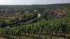 Für die Ortschaften und deren Bewohner entlang des Altmains hätte eine Renaturierung der Flussauen Auswirkungen. Der Blick von der Vogelsburg Richtung Südwesten über die Weinberge zeigt Nordheim (links im Bild) und auf der anderen Mainseite Escherndorf.
