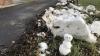Die ersten Schneereste nach dem Schneefall aus der Nacht, hier auf dem Parkplatz Schwedenwall bei Gersfeld. Darüber freut sich auch der erste, kleine Schneemann.