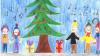 Mila Pabst, 9 Jahre, aus Wipfeld hat die Familie unter dem Tannenbaum gemalt. Sie selbst teilt Plätzchen aus.