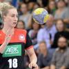 Mittlerweile eine feste Größe im Nationalteam: Mia Zschocke beim Europameisterschafts-Qualifikationsspiel in Coburg im September gegen Weißrussland.