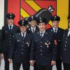 Die Führungsriege des Feuerwehrvereins. Im Bild, von links: Bürgermeister Günter Pfeifer, Schriftführer Felix Eiring, Kassier Stefan Lüdecke, zweiter Vorsitzender Roland Pötsch, Beisitzer Peter Fischer, Vorsitzender Philipp Prediger, Beisitzer Andreas Franz. Unterstützt wird die Vorstandschaft von den Kommandanten Johannes Schobig, Andreas Kirchner und Klaus Fischer.