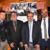 Das Bild zeigt (von links) die beiden neuen Vorstände Christian Hippeli und Stefan Weigand sowie Matthias Bock, Andreas Geßner und Enrico Wolf, die alle drei mit der "Silbernen Juniorennadel" der Wirtschaftsjunioren Deutschland geehrt wurden, und Kreissprecher Sebastian Mötzing.