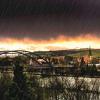 Sturm und Regen über Marktbreit mit Blick nach Segnitz.