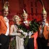 Abschied bei der großen Galasitzung der 1. KaGe Elferrat (v.l.): Karsten Rupp, Sitzungspräsident Ralph Geiger, Marlies Vögele-Wahlen, Reinhart Stumpf, Burkard Pfrenzinger und Vizepräsident Georg Göbel.