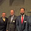 Fachbereichsleiter Wirtschaft, Wissenschaft und Standortmarketing Klaus Walther (Stadt Würzburg), Geschäftsführer Otto Kirchner (Fränkische Rohrwerke), Prof. Harald Bolsinger (FHWS), Stellv. Hauptgeschäftsführer Dr. Sascha Genders (IHK) und Hauptgeschäftsführer Ludwig Paul (HWK) auf der Veranstaltung von Würzburg Werte-voll im Keller des Würzburger-Palais