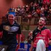 Die Mienen verraten es: Im Hinspiel in Bad Königshofen gewann Timo Boll sein Einzel gegen Bastian Steger. Am Sonntag könnte es in Stegers Heimat zur Revanche kommen.