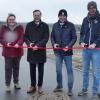 Sie durchschnitten das rote Band: Katharina Wirsching (Bauamt), Poppenhausens Bürgermeister Ludwig Nätscher, Jochen Klein (Engelhaupt Straßenbau) und Planer Matthias Braun (Planungsschmiede).