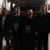 Ehrungen bei der Feuerwehr Roth: im Bild (von links) Kreisbrandmeister Manfred Wawretschka, Bürgermeister Fridolin Link, Frank Mötzing, Peter Trabert, der stellvertretende Kommandant Benjamin Binkowsky und Kommandant Michael Link.