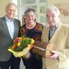Die ehemalige Dekanatsvorsitzende des Seniorenforums, Hildegard Mußmächer, mit den Mitgliedern des kommissarischen Vorstands Klaus Gierse (links) und Manfred Reichert.