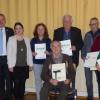 Auf dem Bild (von links) Herbert Dietz (Kreisverband), Wolfgang Körner, Bürgermeister Roland Schmitt, Tamara Och (Bezirksverband) sowie die Geehrten.