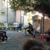 Sommerlesung der SAG Schweinfurt in Wipfeld (von links): Anika Peter, Anita Tschirwitz, Manfred Manger, Linde Unrein, Hanns Peter Zwißler, Peter Hub und Günter Hein. Es fehlen Renate Eckert und Joachim Engel.