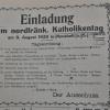 In einem alten Band aus dem Jahr 1920 beim Durchblättern entdeckt: Eine Zeitungsanzeige zum nordfränkischen Katholikentag in Neustadt an der Saale.