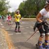 Unterwegs auf der Asphalt-Loipe: Im Verkehrsgarten war Skiken angesagt.