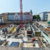 Es geht voran: Die Baustelle des Justizneubaus, gesehen vom ersten Stock des Gerichtsgebäudes.