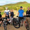 Kurz vor dem Start ist der neue Bike-Park in Oberschwarzach. Von den Initiatoren freuen sich (von links) Maurizio, Manolito und Astrid Welink, sowie Thorsten Erk und Claus Schilling.