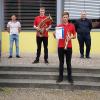 Auf dem Bild von links Musiklehrer Wolfram Hirsch, Christian Then-Eck, Paul Schamberger, Anton Mock, Andreas Geyer und Marius Mock.