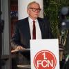 Stand vor einer Kamera statt vor den Mitgliedern: Thomas Grethlein, bisheriger Aufsichtsratsvorsitzender des 1. FC Nürnberg, bei der virtuelle Mitgliederversammlung. 