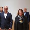 Mitarbeiterehrung bei der Verwaltungsgemeinschaft mit (von links) Personalratsvorsitzendem Klaus Wohlfart, Kassenleiter Gerhard Herleth, Geschäftsleiterin Heike Kaiser und den Gemeinschaftsvorsitzendem Georg Straub.