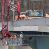Brückenkontrolle an der Mainbrücke Gemünden.