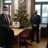 Beim Besuch in der Polizeiinspektion Marktheidenfeld (v. l.): Stefan Schwind (Erster Polizeihauptkommissar), Thorsten Schwab (Landtagsabgeordneter), Helmut Freudenberger (Polizeihauptkommissar) und Gerhard Eck (Staatssekretär).