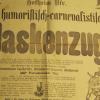 Mit solchen Plakaten, wie auf diesem Original, wurde zum Maskenzug 1908 eingeladen.