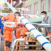 Auf dem Marktplatz in Marktheidenfeld wird am Donnerstag, 29. April 2021, der Maibaum aufgestellt.