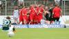 Forcieren nach dem 1:0 im Relegations-Hinspiel ihren nächsten großen Wurf: Die in Schweinfurt rot gekleideten Spieler des TSV Havelse. 