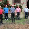 Der Vorstand des Fördervereins Schloss Oberschwarzach mit den für die Neugestaltung beauftragten Architekten: (von links) Dietmar Herold, Leo Niedermaier, Andreas Zehner, Architekt Heiner Brück, Willi Groha, Bürgermeister Manfred Schötz und Architekt Christoph Jordan